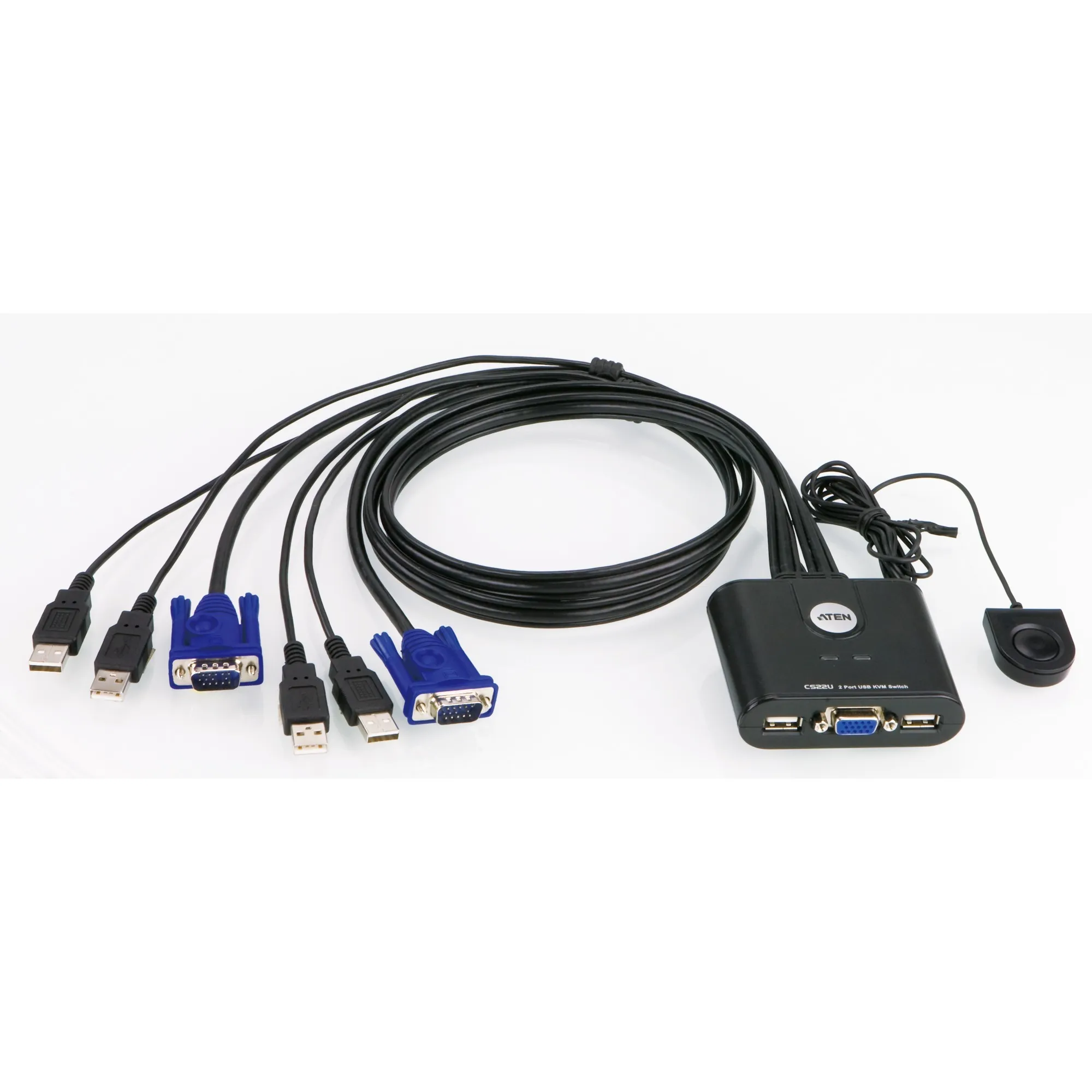 ATEN KVMSWITCH CS22U MET REMOTE PORT SELECTOR (ZWART)