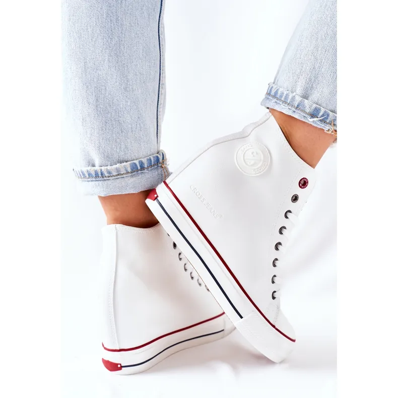 Leren Sneakers On Wedge Cross Jeans II2R4024 Wit