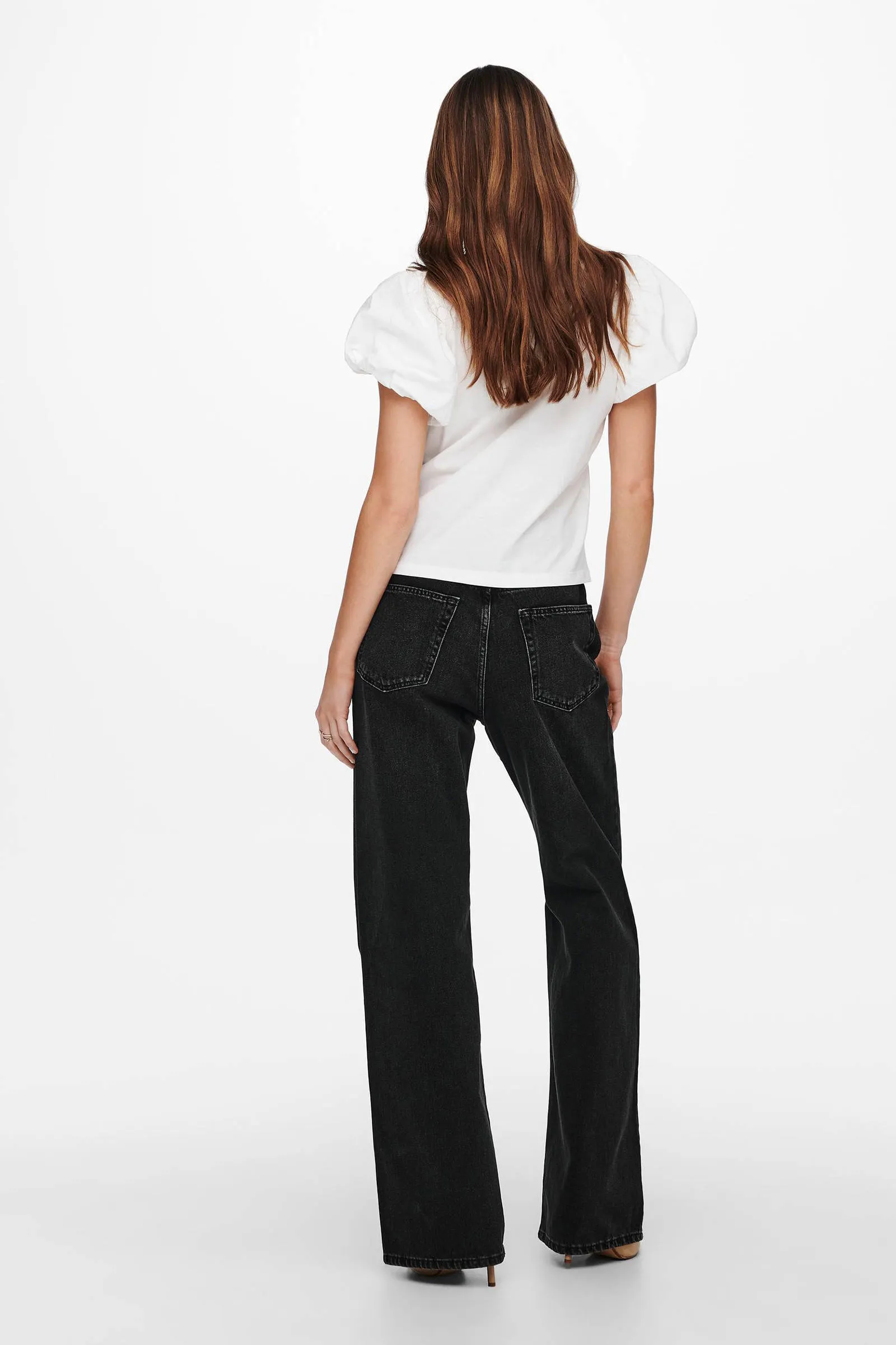 ONLY high waist wide leg jeans ONLHOPE black denim  