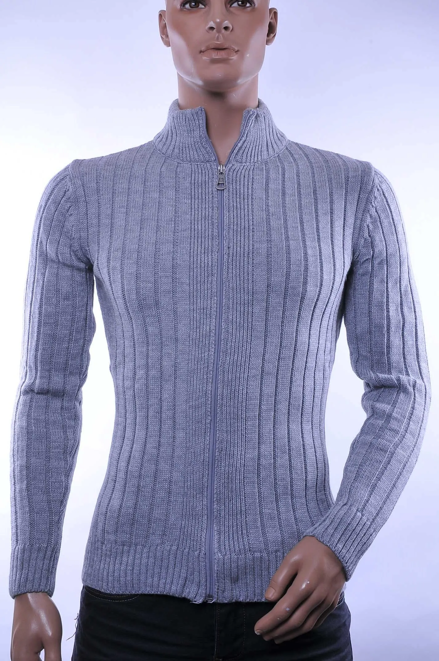 OXCID gebreide heren vest met ritssluiting Grijs