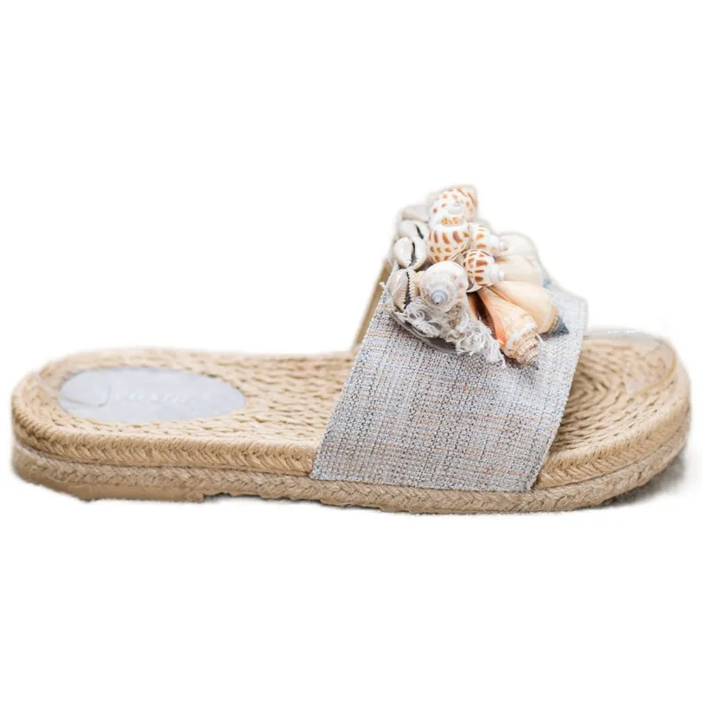 Seastar Modieuze teenslippers met schelpen grijs