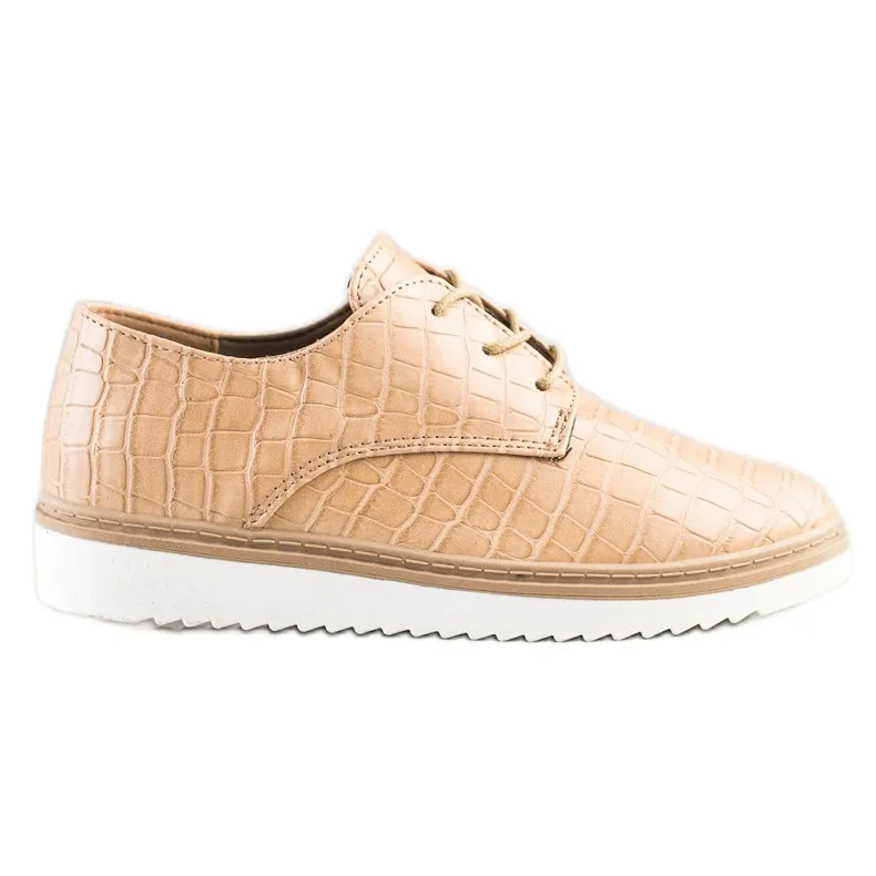 SHELOVET Bruine schoenen met slangenprint