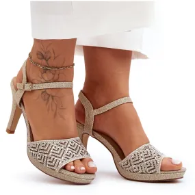 Versierde sandalen met hoge hak D&amp;A MR1038-44 goud gouden